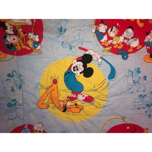 Vintage Disney Mickey Mouse Sleeping Bag ~ Golfing ~ Donald Duck Pluto Nephews - Picture 5 of 10